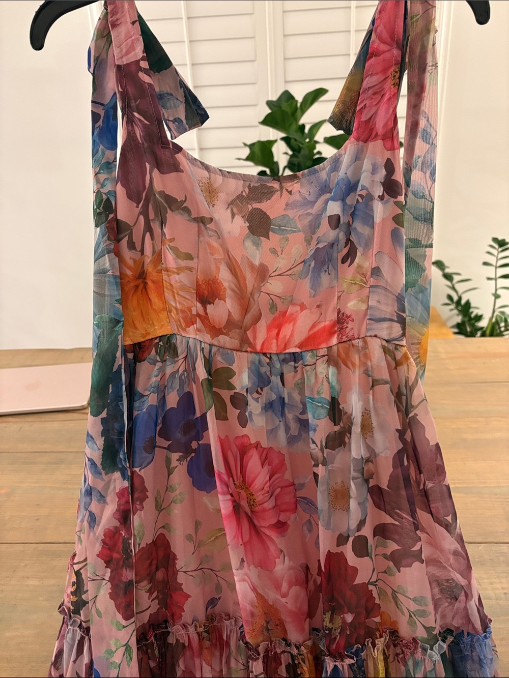 Francesca's Collections Pink Multi-Color Floral Tiered Maxi Dress - Picture 2 of 6